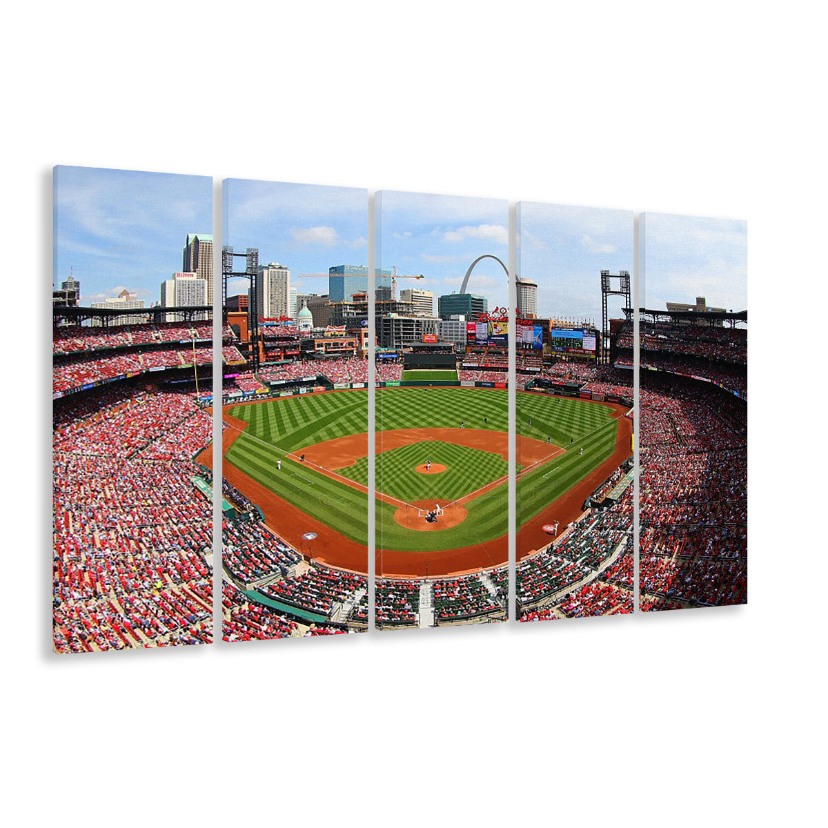 Busch Stadium, Stadium Canvas, Sport Art, 5 Panel B, Extra Large Canvas, Canvas Print Wall Art