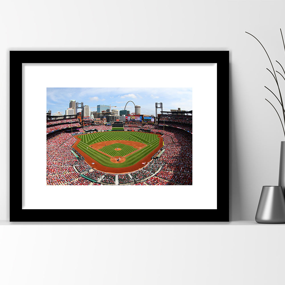 Busch Stadium, Stadium Canvas, Sport Art, Gift for him, White Border Framed Art Print Wall Decor