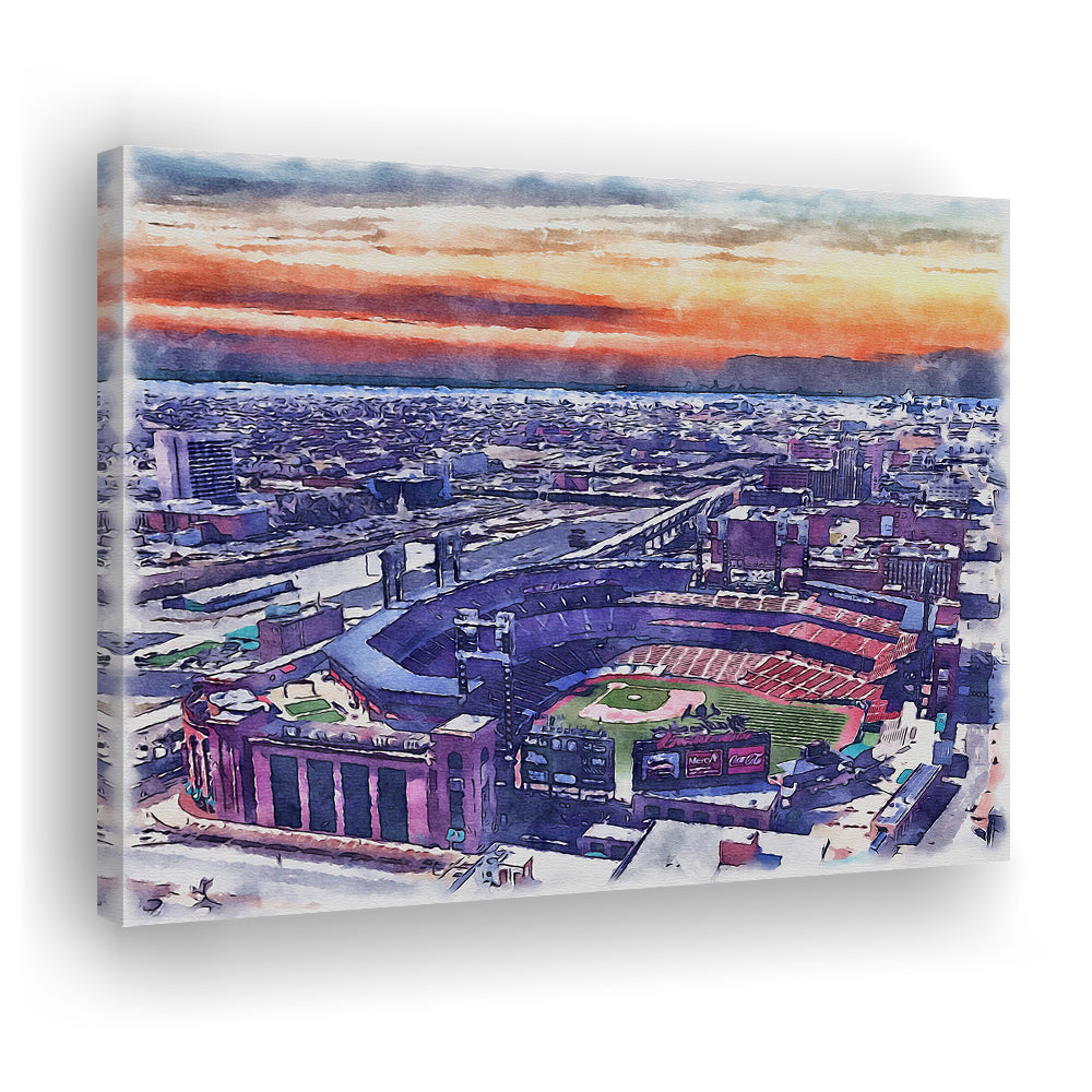 Busch Painting Stadium Watercolor, St Louis, Missouri Watercolor, Sport Art, Gifts for him, Canvas Print Wall Art
