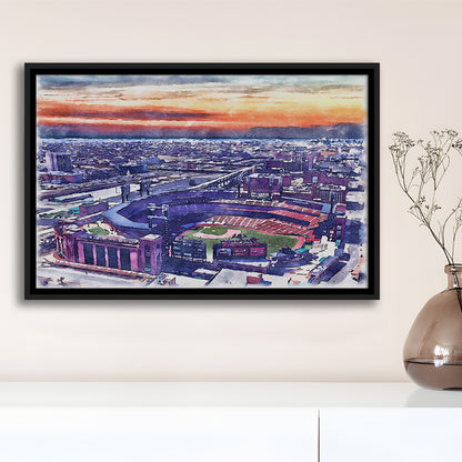 Busch Painting Stadium Watercolor, St Louis, Missouri Watercolor, Sport Gift Art, Framed Canvas Print Wall Art