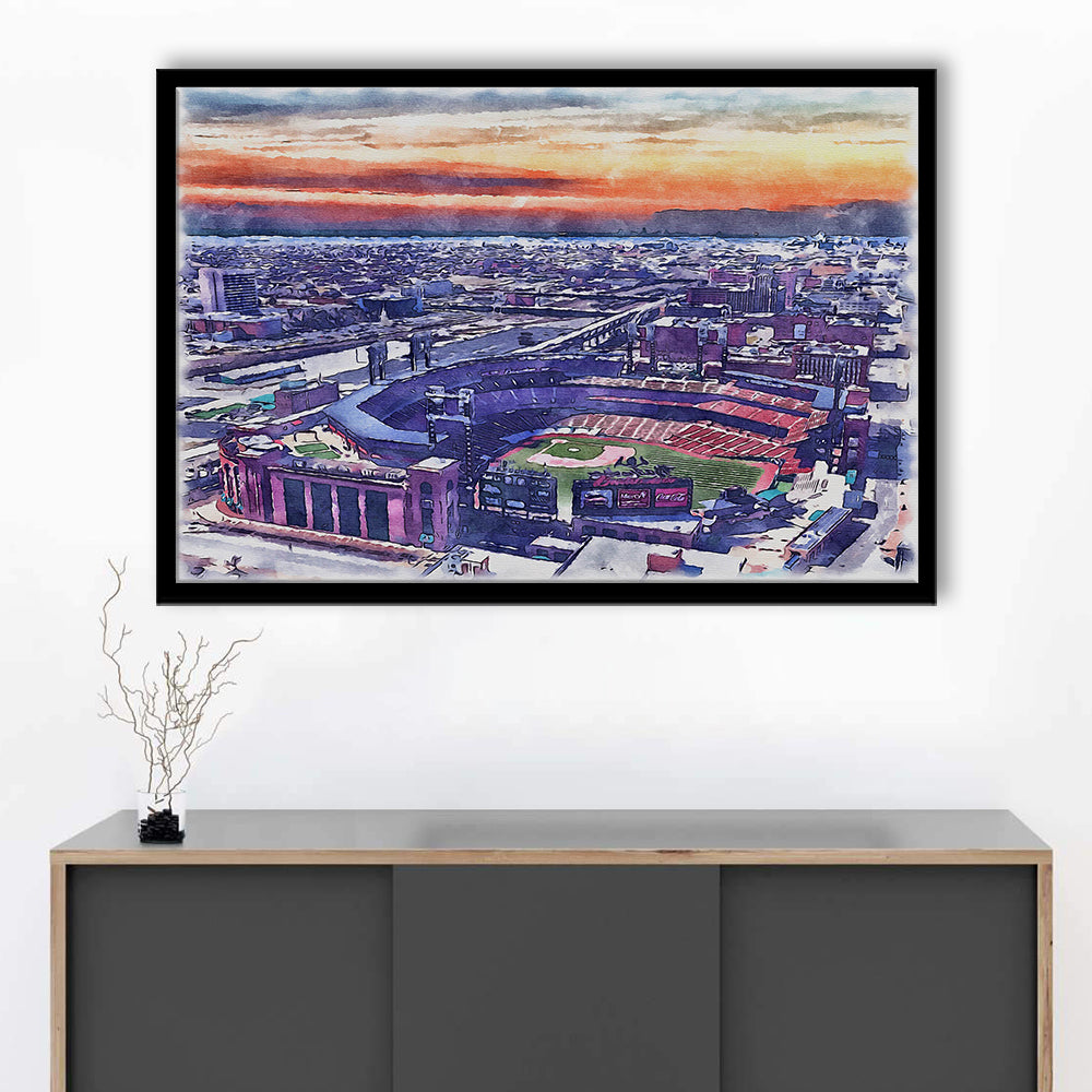 Busch Painting Stadium Watercolor, St Louis, Missouri Watercolor, Sport Gift Art, Framed Art Print Wall Decor