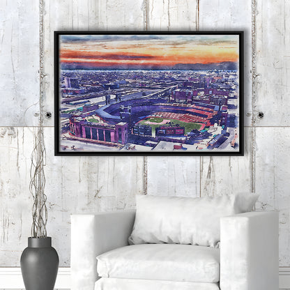 Busch Painting Stadium Watercolor, St Louis, Missouri Watercolor, Sport Gift Art, Framed Canvas Print Wall Art