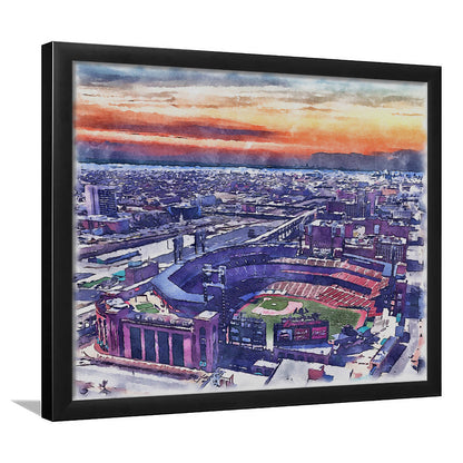 Busch Painting Stadium Watercolor, St Louis, Missouri Watercolor, Sport Gift Art, Framed Art Print Wall Decor