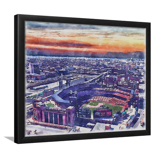 Busch Painting Stadium Watercolor, St Louis, Missouri Watercolor, Sport Gift Art, Framed Art Print Wall Decor