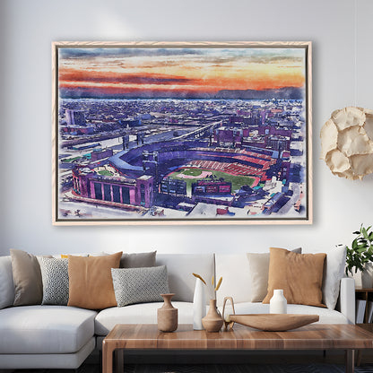 Busch Painting Stadium Watercolor, St Louis, Missouri Watercolor, Sport Gift Art, Framed Canvas Print Wall Art