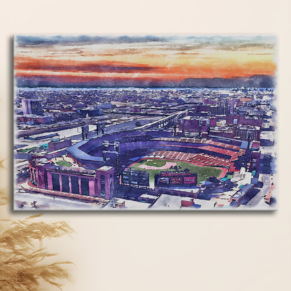 Busch Painting Stadium Watercolor, St Louis, Missouri Watercolor, Sport Art, Gifts for him, Canvas Print Wall Art