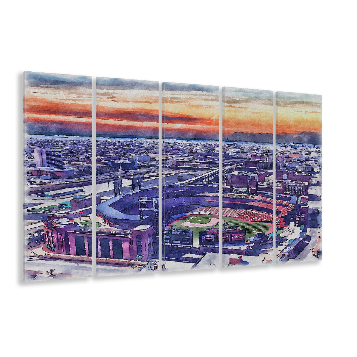Busch Painting Stadium Watercolor, St Louis, Missouri Watercolor, Sport Art, Extra Large Canvas Print Wall Art