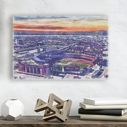 Busch Painting Stadium Watercolor, St Louis, Missouri Watercolor, Sport Art, Gifts for him, Canvas Print Wall Art