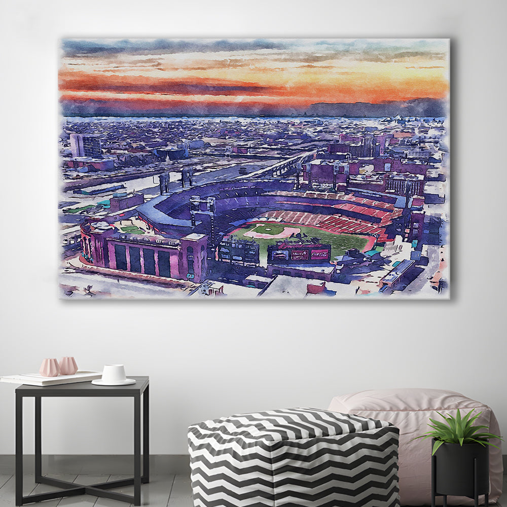 Busch Painting Stadium Watercolor, St Louis, Missouri Watercolor, Sport Art, Gifts for him, Canvas Print Wall Art