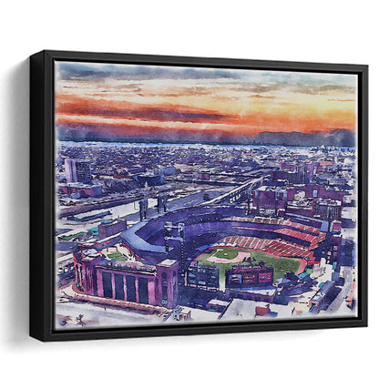 Busch Painting Stadium Watercolor, St Louis, Missouri Watercolor, Sport Gift Art, Framed Canvas Print Wall Art