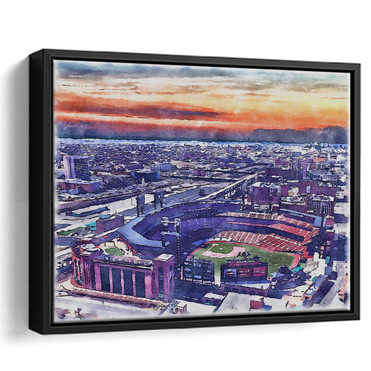Busch Painting Stadium Watercolor, St Louis, Missouri Watercolor, Sport Gift Art, Framed Canvas Print Wall Art