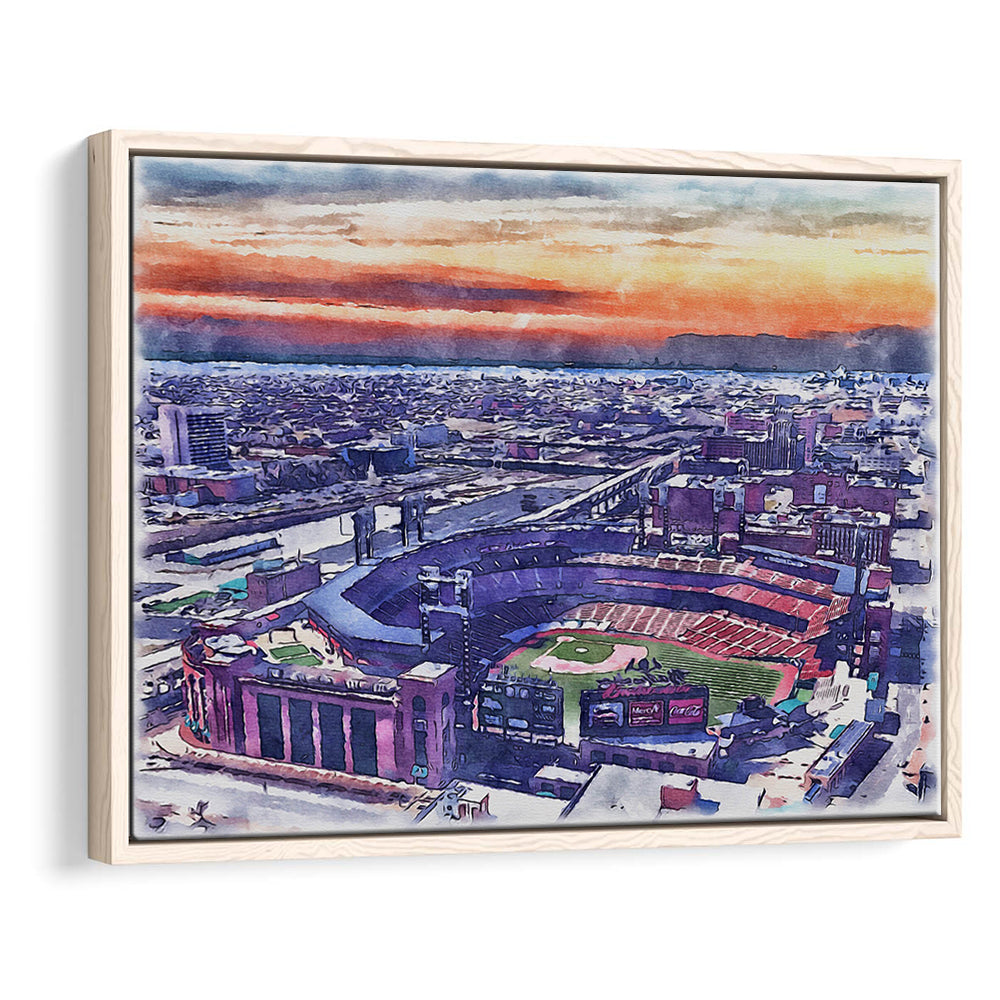 Busch Painting Stadium Watercolor, St Louis, Missouri Watercolor, Sport Gift Art, Framed Canvas Print Wall Art