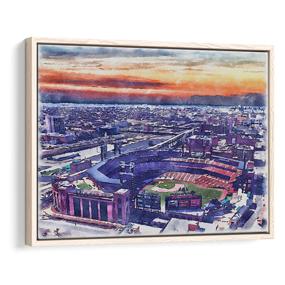 Busch Painting Stadium Watercolor, St Louis, Missouri Watercolor, Sport Gift Art, Framed Canvas Print Wall Art
