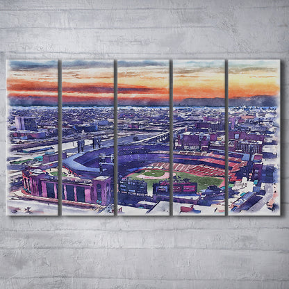 Busch Painting Stadium Watercolor, St Louis, Missouri Watercolor, Sport Art, Extra Large Canvas Print Wall Art