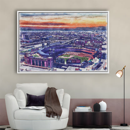 Busch Painting Stadium Watercolor, St Louis, Missouri Watercolor, Sport Gift Art, Framed Canvas Print Wall Art