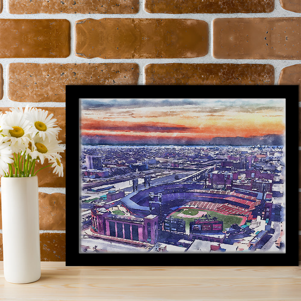 Busch Painting Stadium Watercolor, St Louis, Missouri Watercolor, Sport Gift Art, Framed Art Print Wall Decor