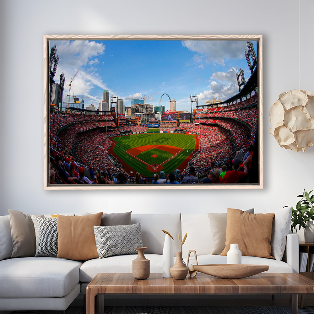 Busch Stadium in St Louis, Stadium Canvas, Sport Art, Fan Gifts, Framed Canvas Print Wall Art, Floating Frame