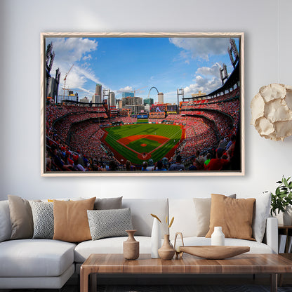 Busch Stadium in St Louis, Stadium Canvas, Sport Art, Fan Gifts, Framed Canvas Print Wall Art, Floating Frame