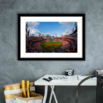 Busch Stadium in St Louis, Stadium Canvas, Sport Art, Fan Gifts, White Border Framed Art Print Wall Decor