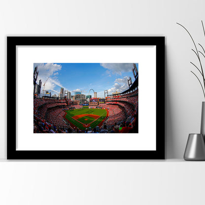 Busch Stadium in St Louis, Stadium Canvas, Sport Art, Fan Gifts, White Border Framed Art Print Wall Decor