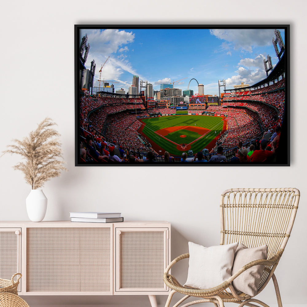 Busch Stadium in St Louis, Stadium Canvas, Sport Art, Fan Gifts, Framed Canvas Print Wall Art, Floating Frame
