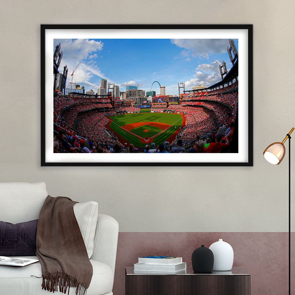 Busch Stadium in St Louis, Stadium Canvas, Sport Art, Fan Gifts, White Border Framed Art Print Wall Decor