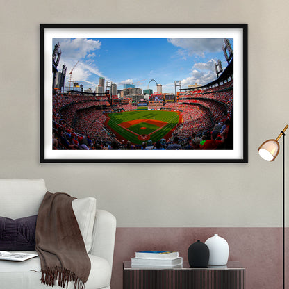 Busch Stadium in St Louis, Stadium Canvas, Sport Art, Fan Gifts, White Border Framed Art Print Wall Decor