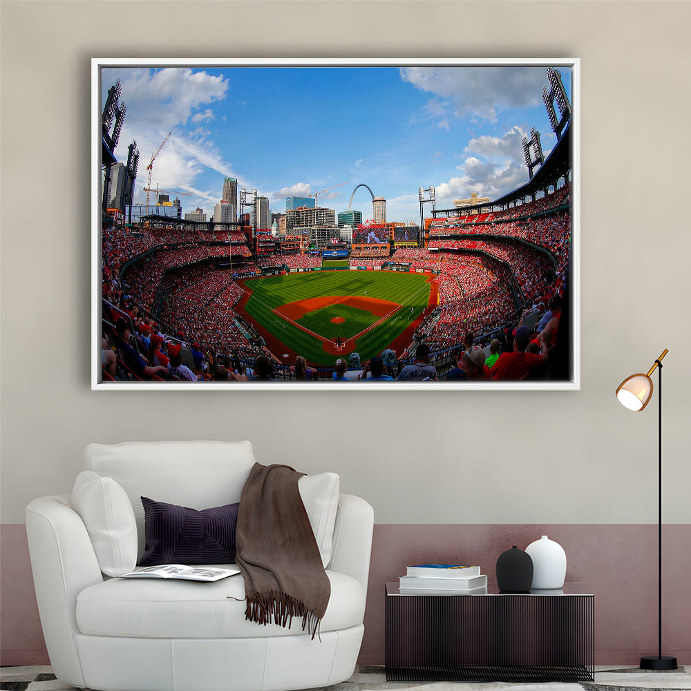 Busch Stadium in St Louis, Stadium Canvas, Sport Art, Fan Gifts, Framed Canvas Print Wall Art, Floating Frame