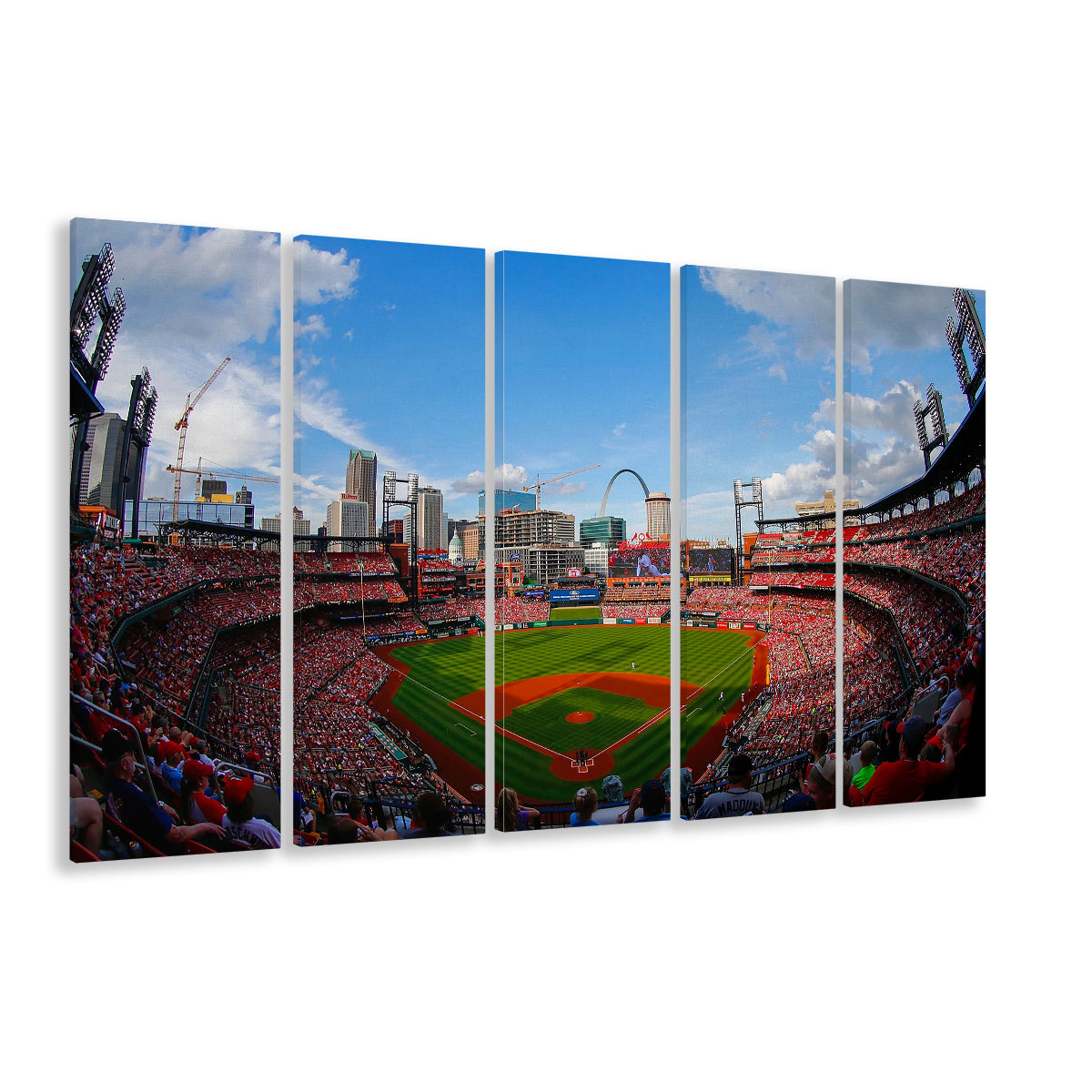 Busch Stadium in St Louis, Stadium Canvas, Sport Art, Fan Gifts, 5 Panel B, Extra Large Canvas, Canvas Print Wall Art