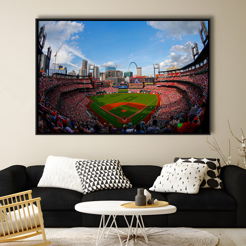 Busch Stadium in St Louis, Stadium Canvas, Sport Art, Fan Gifts, Framed Canvas Print Wall Art, Floating Frame