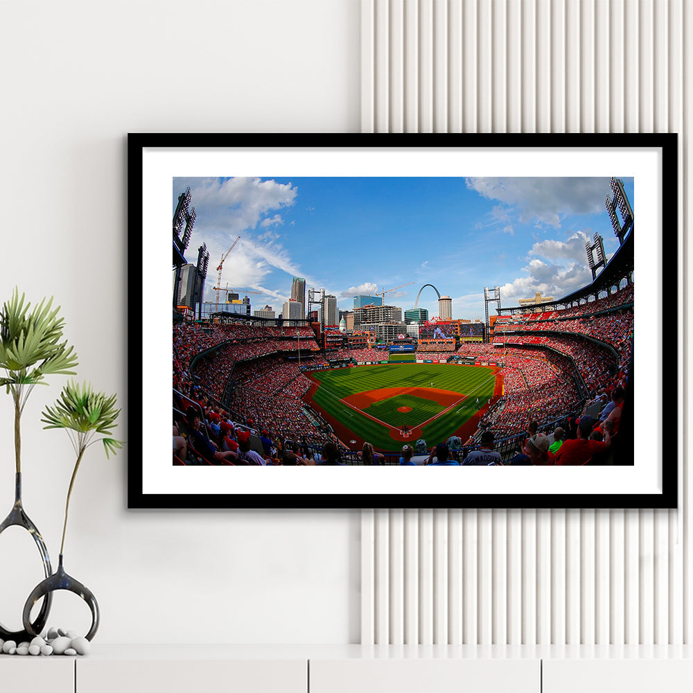 Busch Stadium in St Louis, Stadium Canvas, Sport Art, Fan Gifts, White Border Framed Art Print Wall Decor
