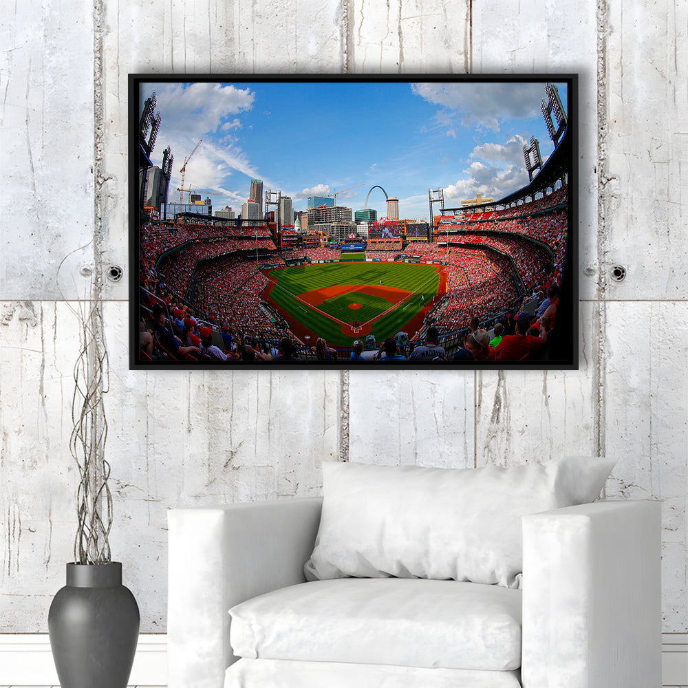 Busch Stadium in St Louis, Stadium Canvas, Sport Art, Fan Gifts, Framed Canvas Print Wall Art, Floating Frame