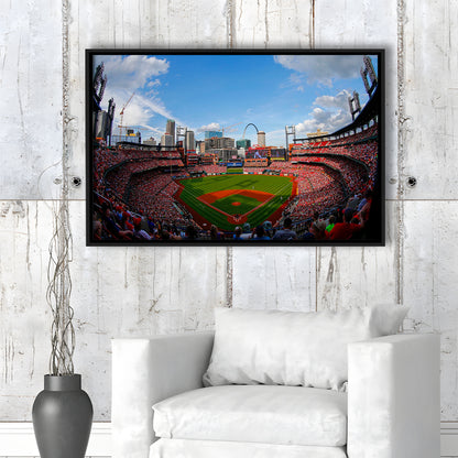 Busch Stadium in St Louis, Stadium Canvas, Sport Art, Fan Gifts, Framed Canvas Print Wall Art, Floating Frame
