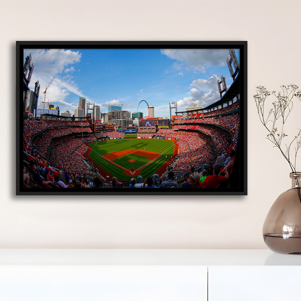 Busch Stadium in St Louis, Stadium Canvas, Sport Art, Fan Gifts, Framed Canvas Print Wall Art, Floating Frame