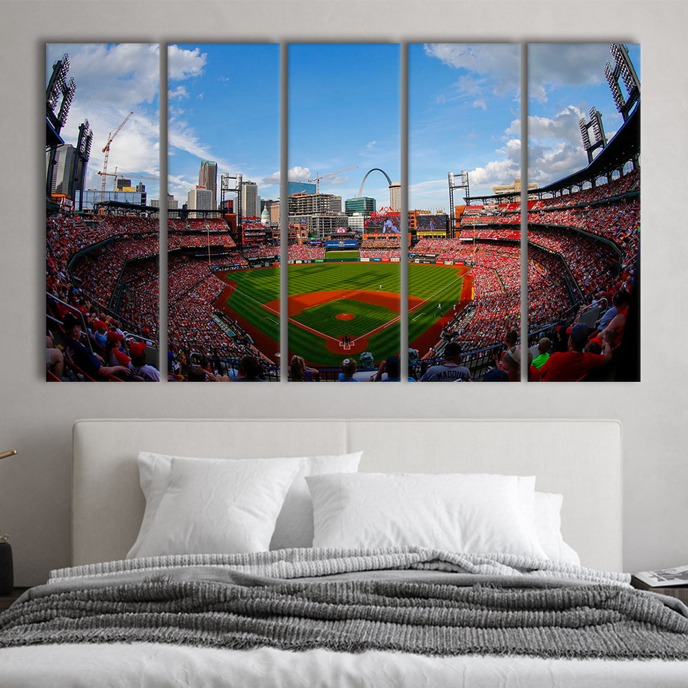 Busch Stadium in St Louis, Stadium Canvas, Sport Art, Fan Gifts, 5 Panel B, Extra Large Canvas, Canvas Print Wall Art