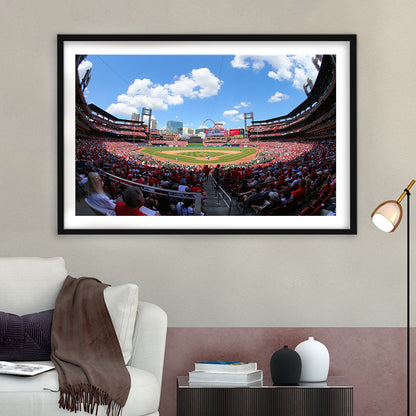 Busch Stadium in St Louis, Stadium Canvas, Sport Art, Gift for him, White Border Framed Art Print Wall Decor