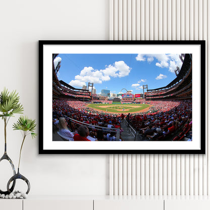 Busch Stadium in St Louis, Stadium Canvas, Sport Art, Gift for him, White Border Framed Art Print Wall Decor
