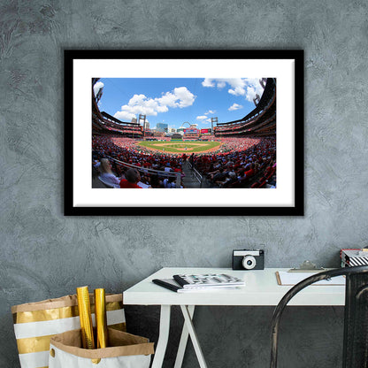 Busch Stadium in St Louis, Stadium Canvas, Sport Art, Gift for him, White Border Framed Art Print Wall Decor