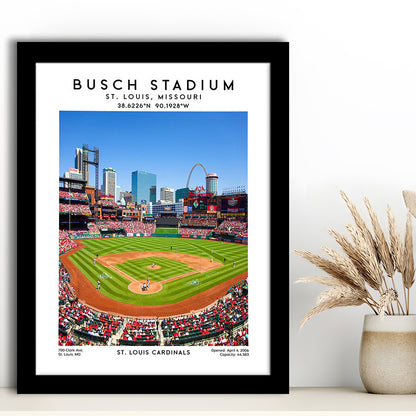 Busch Stadium, St. Louis Cardinals Baseball Stadium Wall Art Print, Sport Art Print, Framed Art Prints Wall Decor