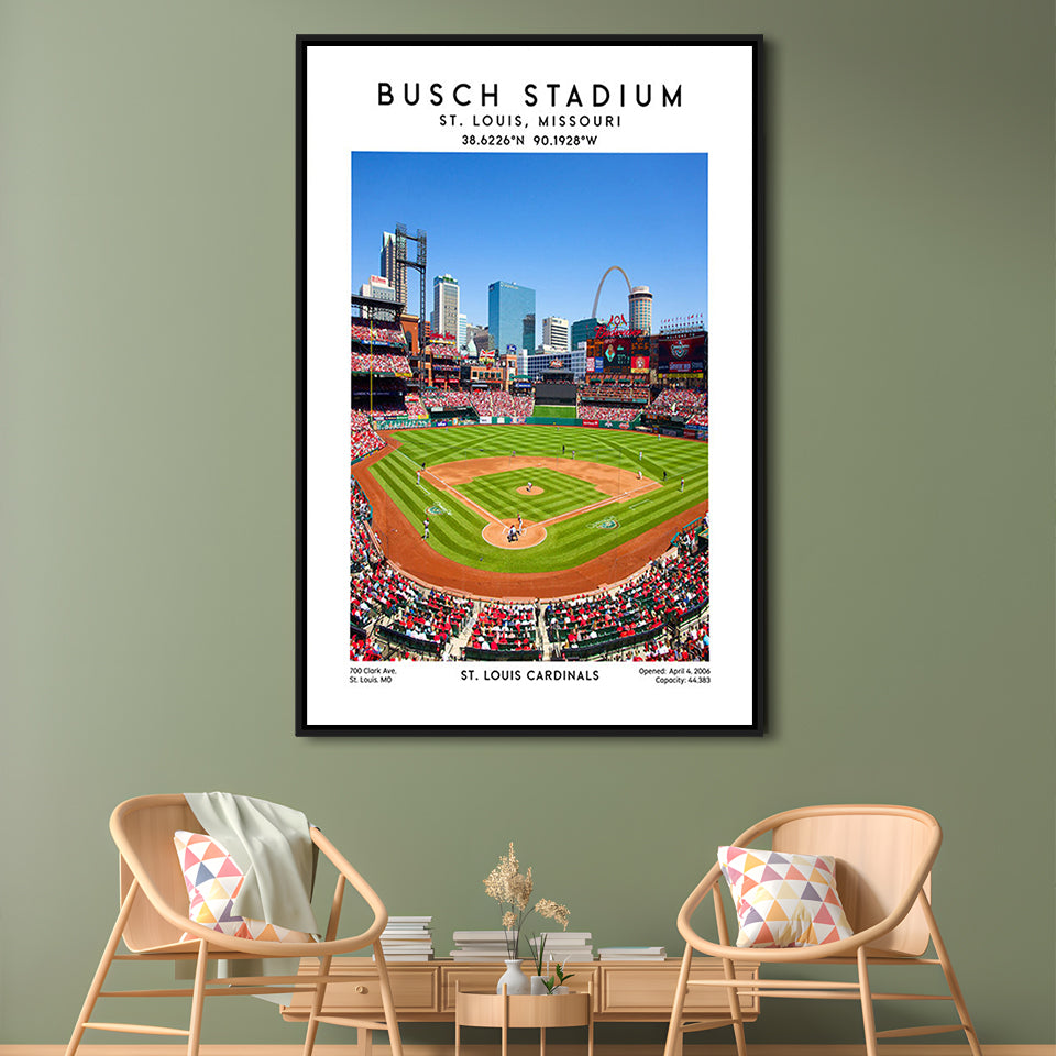 Busch Stadium, St. Louis Cardinals Baseball Stadium Wall Art Print, Sport Art Print, Framed Canvas Prints Wall Art