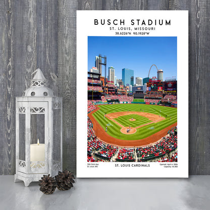Busch Stadium, St. Louis Cardinals Baseball Stadium Wall Art Print, Sport Art Print, Canvas Prints Wall Art, Man Cave Decor
