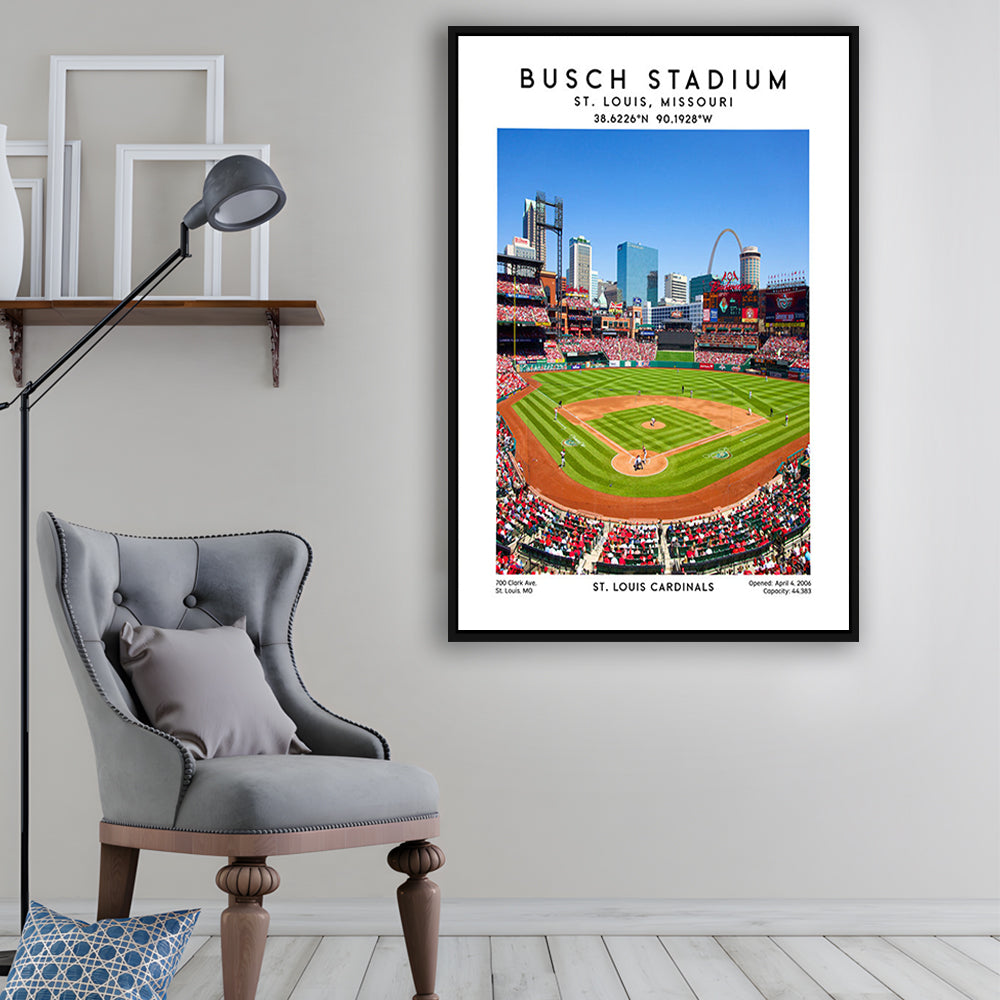 Busch Stadium, St. Louis Cardinals Baseball Stadium Wall Art Print, Sport Art Print, Framed Canvas Prints Wall Art