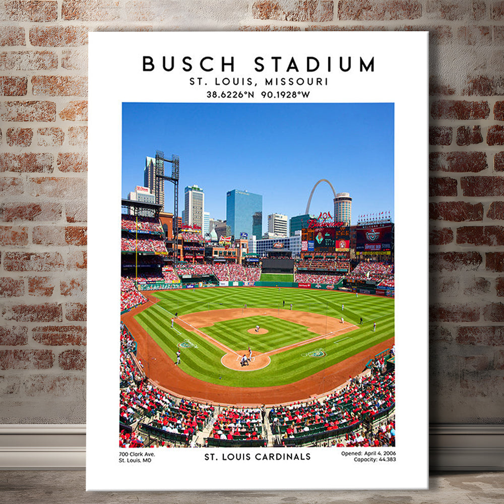 Busch Stadium, St. Louis Cardinals Baseball Stadium Wall Art Print, Sport Art Print, Canvas Prints Wall Art, Man Cave Decor