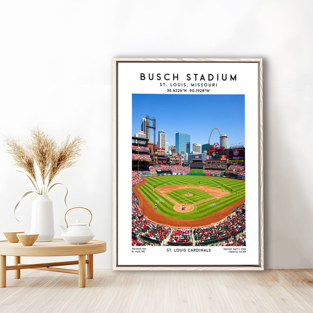 Busch Stadium, St. Louis Cardinals Baseball Stadium Wall Art Print, Sport Art Print, Framed Canvas Prints Wall Art