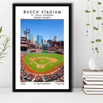Busch Stadium, St. Louis Cardinals Baseball Stadium Wall Art Print, Sport Art Print, Framed Canvas Prints Wall Art