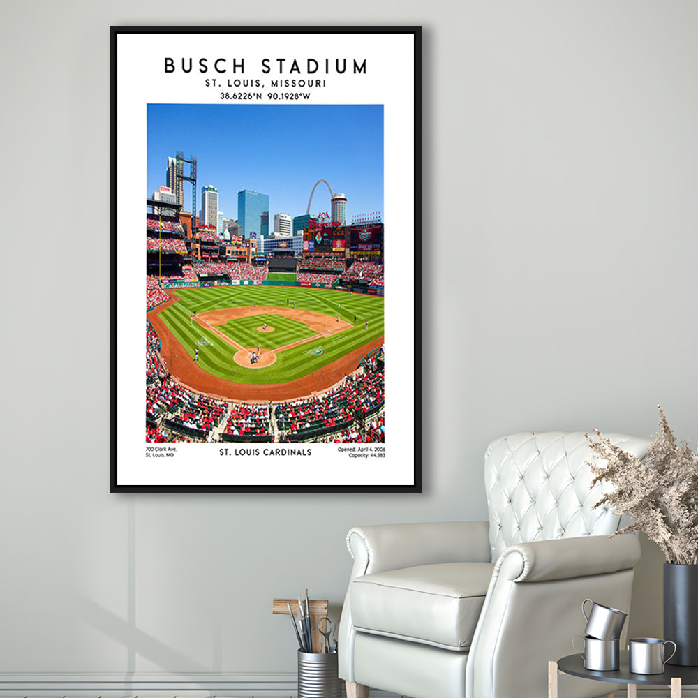 Busch Stadium, St. Louis Cardinals Baseball Stadium Wall Art Print, Sport Art Print, Framed Canvas Prints Wall Art