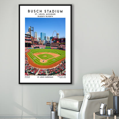 Busch Stadium, St. Louis Cardinals Baseball Stadium Wall Art Print, Sport Art Print, Framed Canvas Prints Wall Art