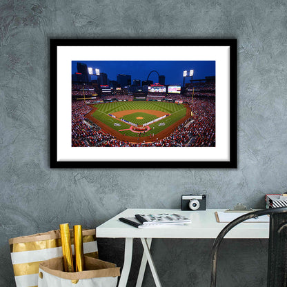 Busch stadium baseball park, Stadium Canvas, Sport Art, Gift for him, White Border Framed Art Print Wall Decor