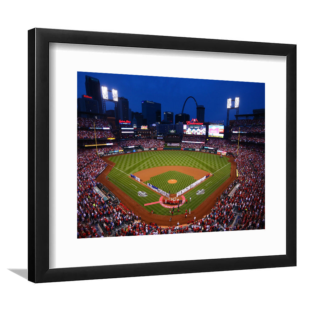 Busch stadium baseball park, Stadium Canvas, Sport Art, Gift for him, White Border Framed Art Print Wall Decor
