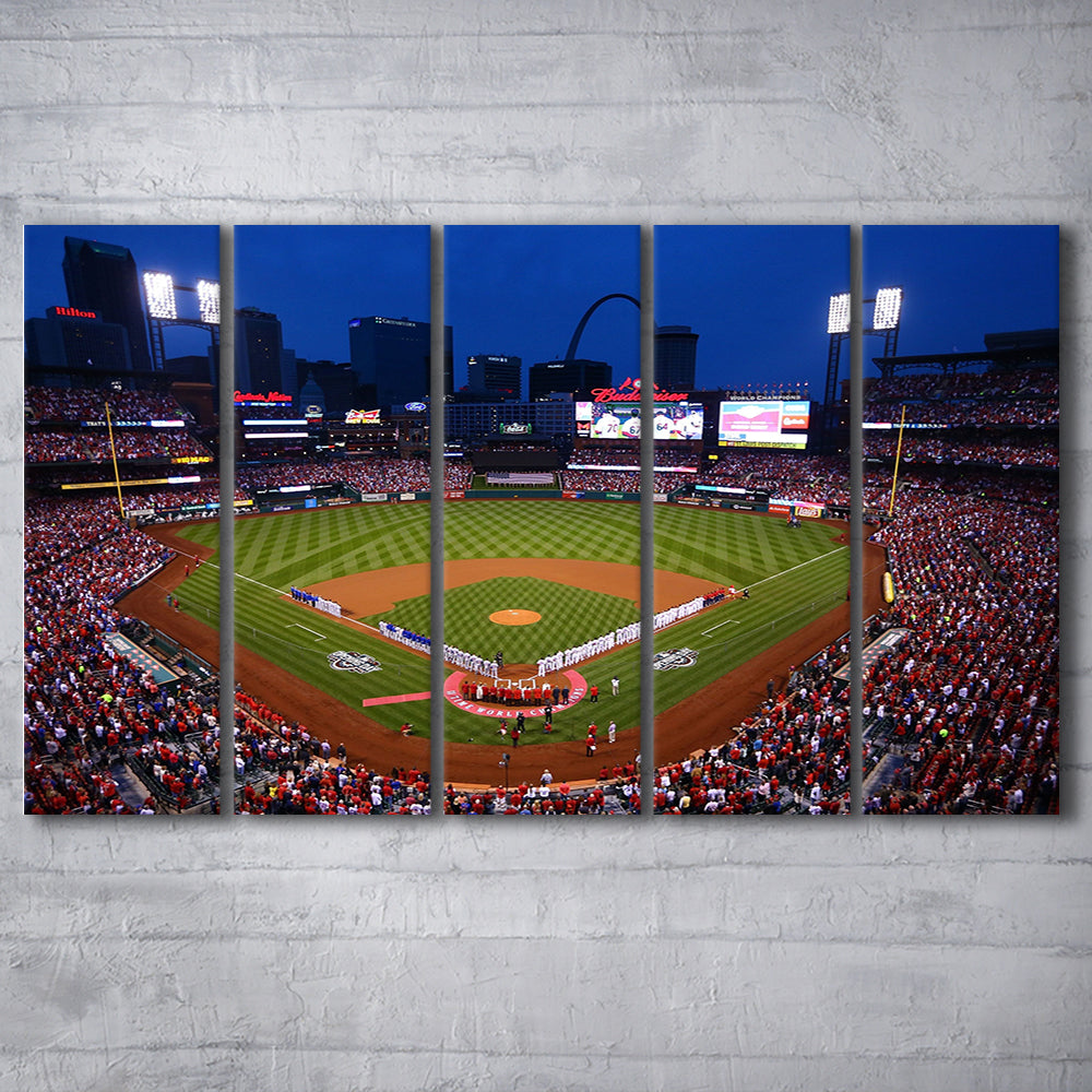 Busch stadium baseball park, Stadium Canvas, Sport Art, 5 Panel B, Extra Large Canvas, Canvas Print Wall Art